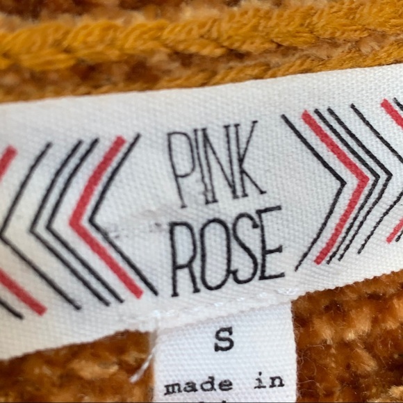 PINK ROSE - deep golden yellow sweater Sz S - Picture 6 of 6